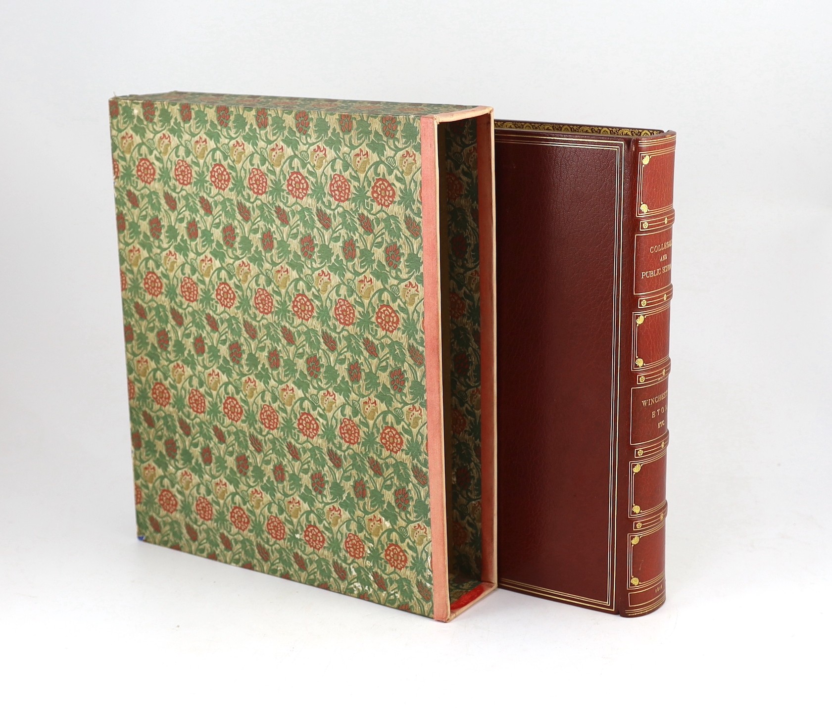 Ackermann Publications, Rudolph-London - The History of Winchester, Eton and Westminster….4to, red morocco gilt, by Birdsall, Northampton, with 48 hand-coloured plates after Pugin, Westall and others, London, 1816, with